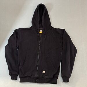 Berne Workwear Mens Black Thermal Lined Full Zip Hoodie Jacket SZ101BK Medium